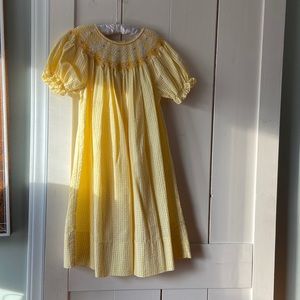 Yellow smocked girl dress size 5